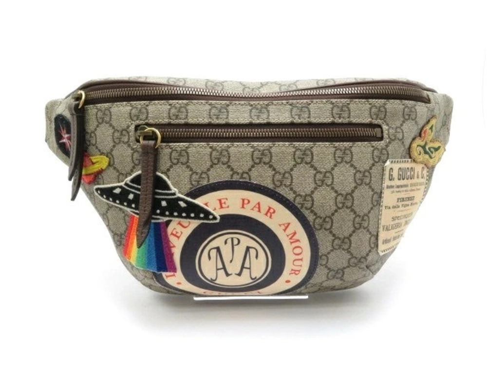 Gucci Waist Belt Crossbody Bag GG Supreme Canvas x Calfskin